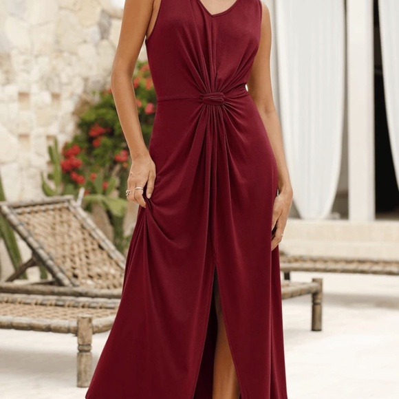 DEEP SELF Dresses & Skirts - DEEP SELF Women's Summer Maxi Dress Wrap Twist V Neck Front Split Beach Party Mi